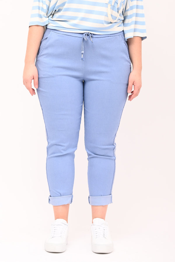 Bengaline trousers with lurex band - Powder
