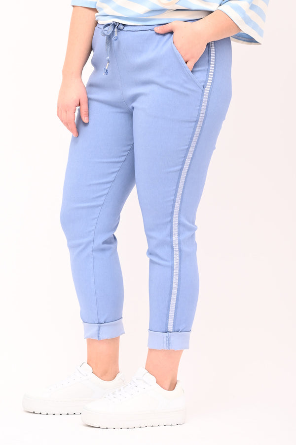 Bengaline trousers with lurex band - Powder