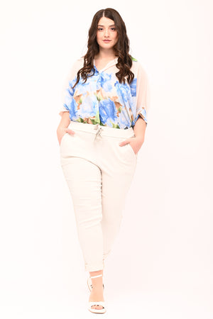 Pantalone bengalina banda lurex - Nude