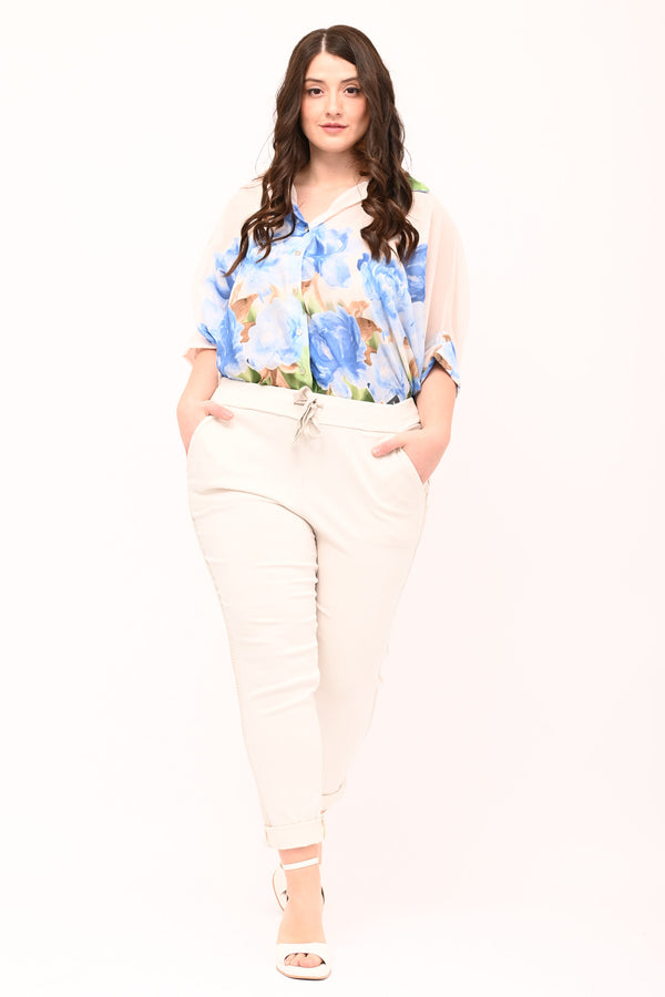Pantalone bengalina banda lurex - Nude