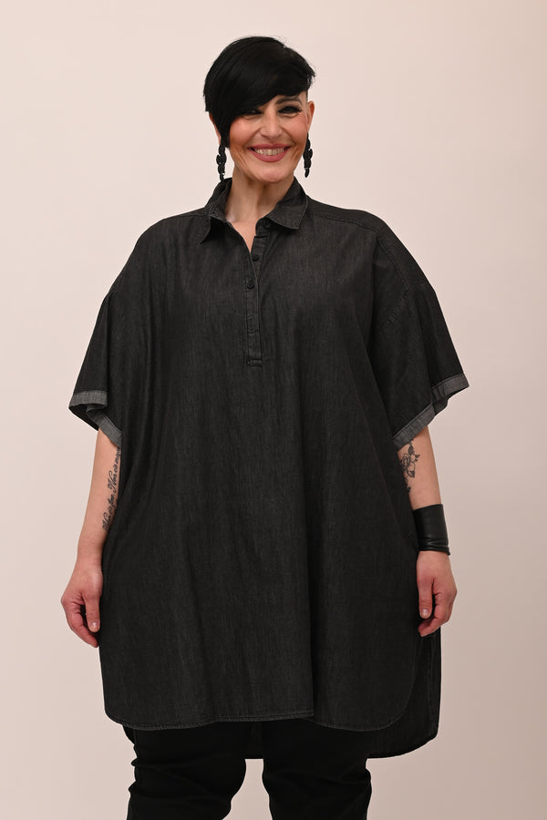 Maxi jeans shirt pockets - BLACK