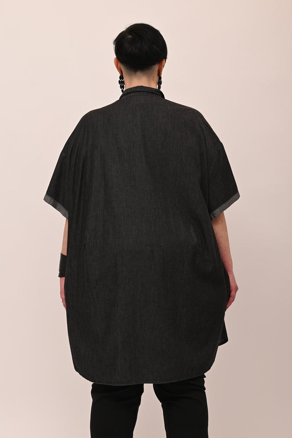 Maxi jeans shirt pockets - BLACK