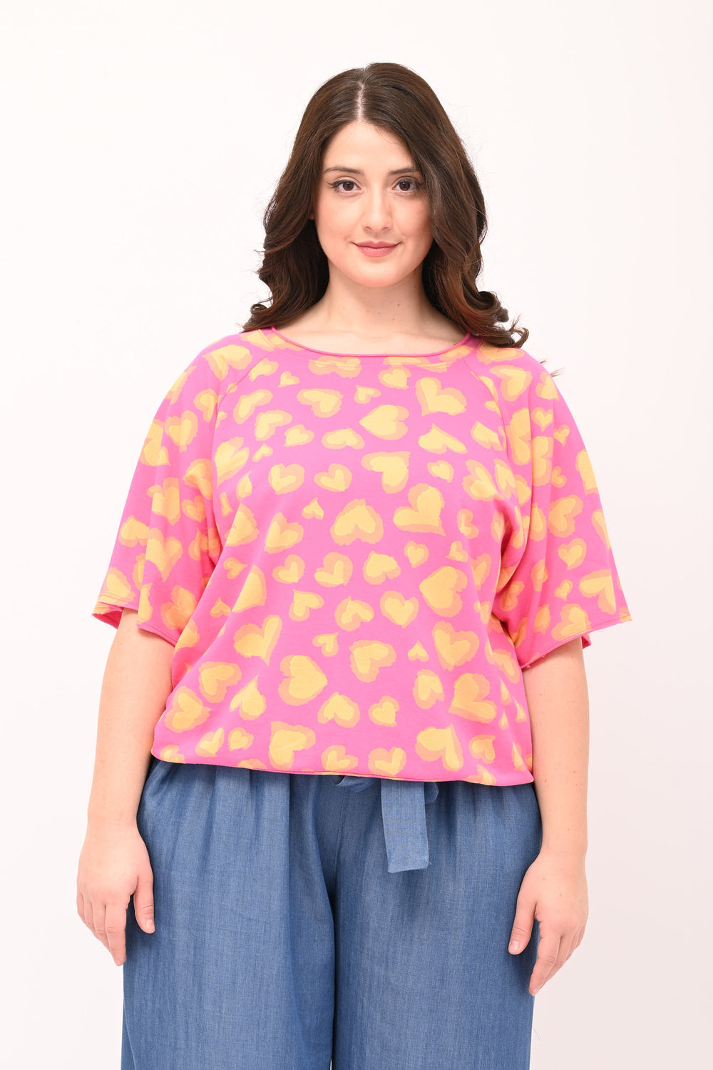 Hearts Sweatshirt - Fuchsia