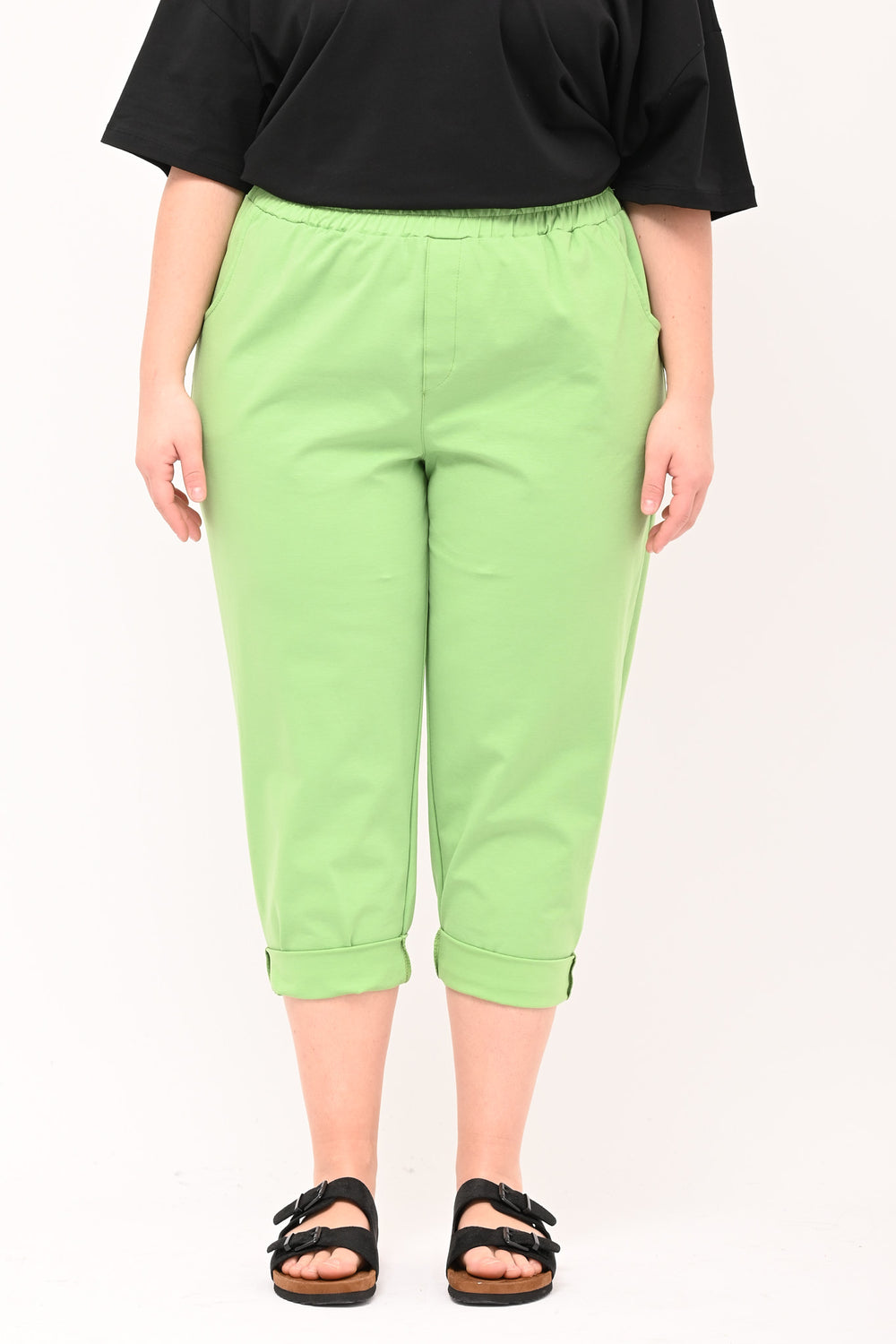 Stretch Milanese Stitch Trousers - Apple Green