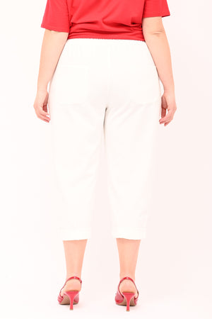 Elastic Milanese Stitch Trousers - White