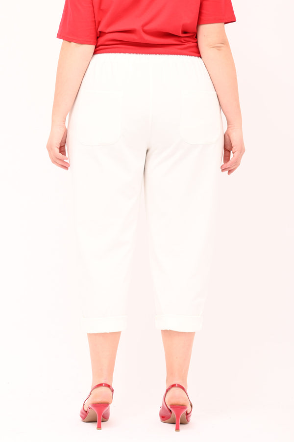 Elastic Milanese Stitch Trousers - White