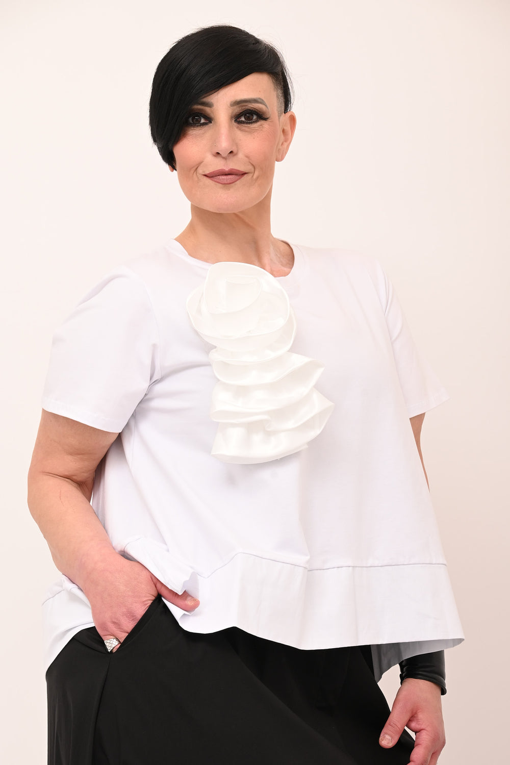 Flower Edge Jersey - White