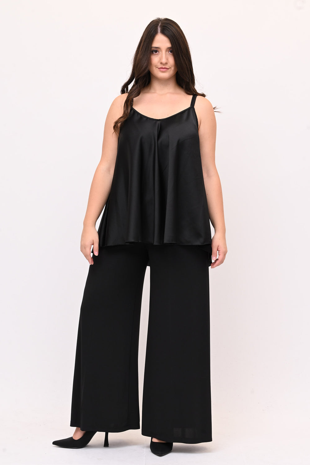 Top raso svasato - Nero