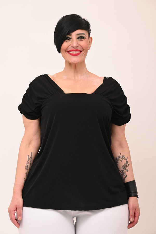 Blusa laccio collo - Nero