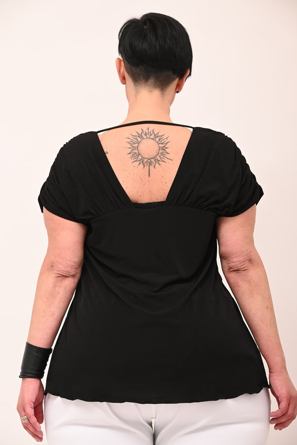Blusa laccio collo - Nero