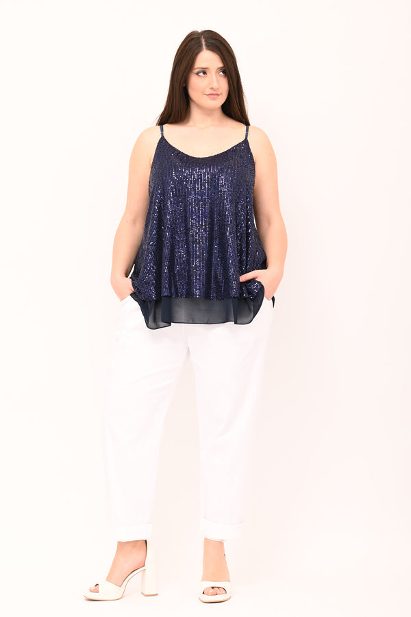 Top paillettes - Blu