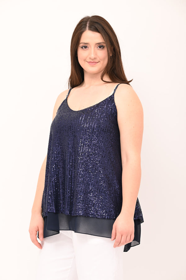 Top paillettes - Blu