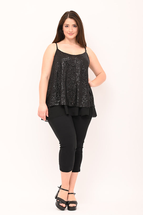 Top paillettes - Nero