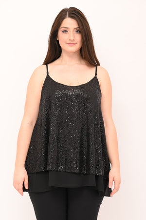 Top paillettes - Nero