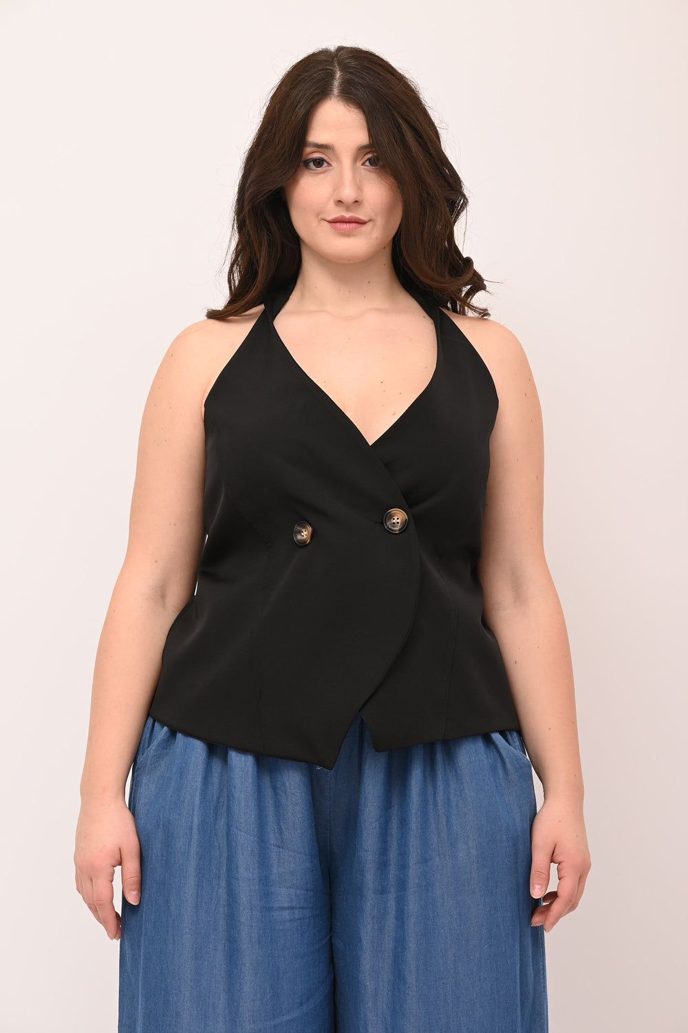 Gilet scollo americano - Nero