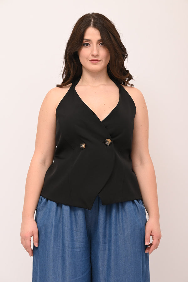 Gilet scollo americano - Nero