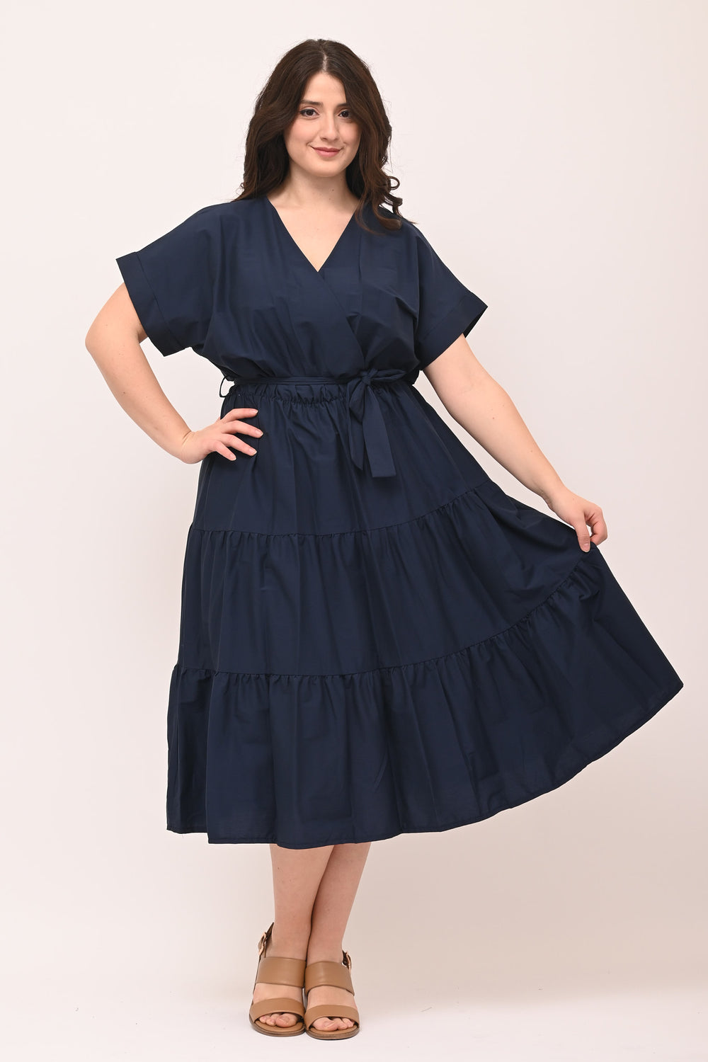 Abito incrocio balze - Blu