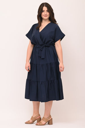 Abito incrocio balze - Blu