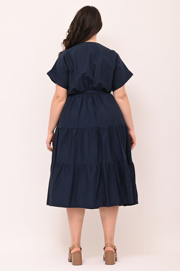 Abito incrocio balze - Blu