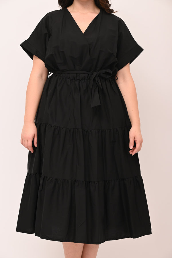 Abito incrocio balze - Nero