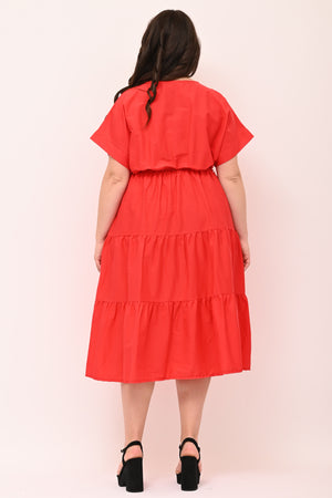 Abito incrocio balze - Rosso
