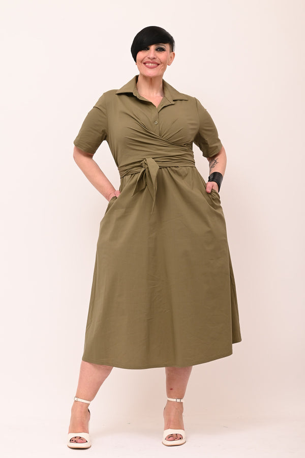 Abito incrocio popeline - Militare