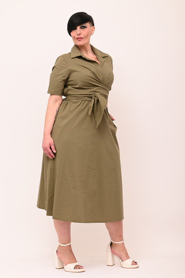 Abito incrocio popeline - Militare