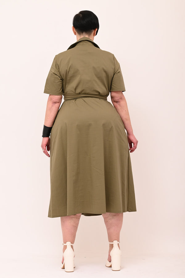 Abito incrocio popeline - Militare