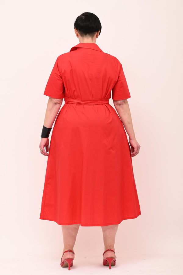 Abito incrocio popeline - Rosso