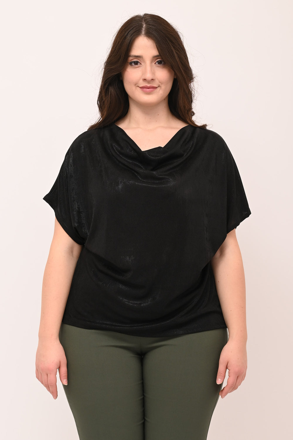 Maglia spalmata lurex - Nero