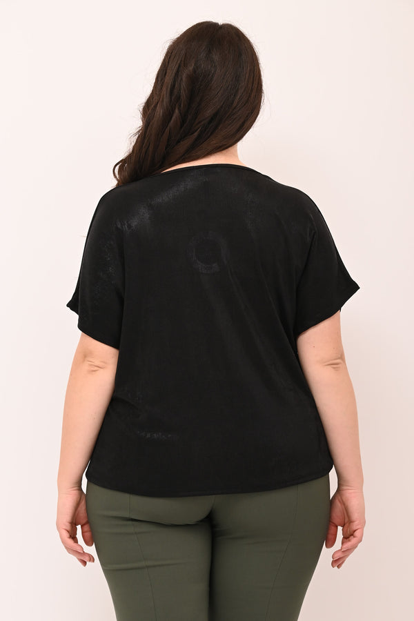 Maglia spalmata lurex - Nero