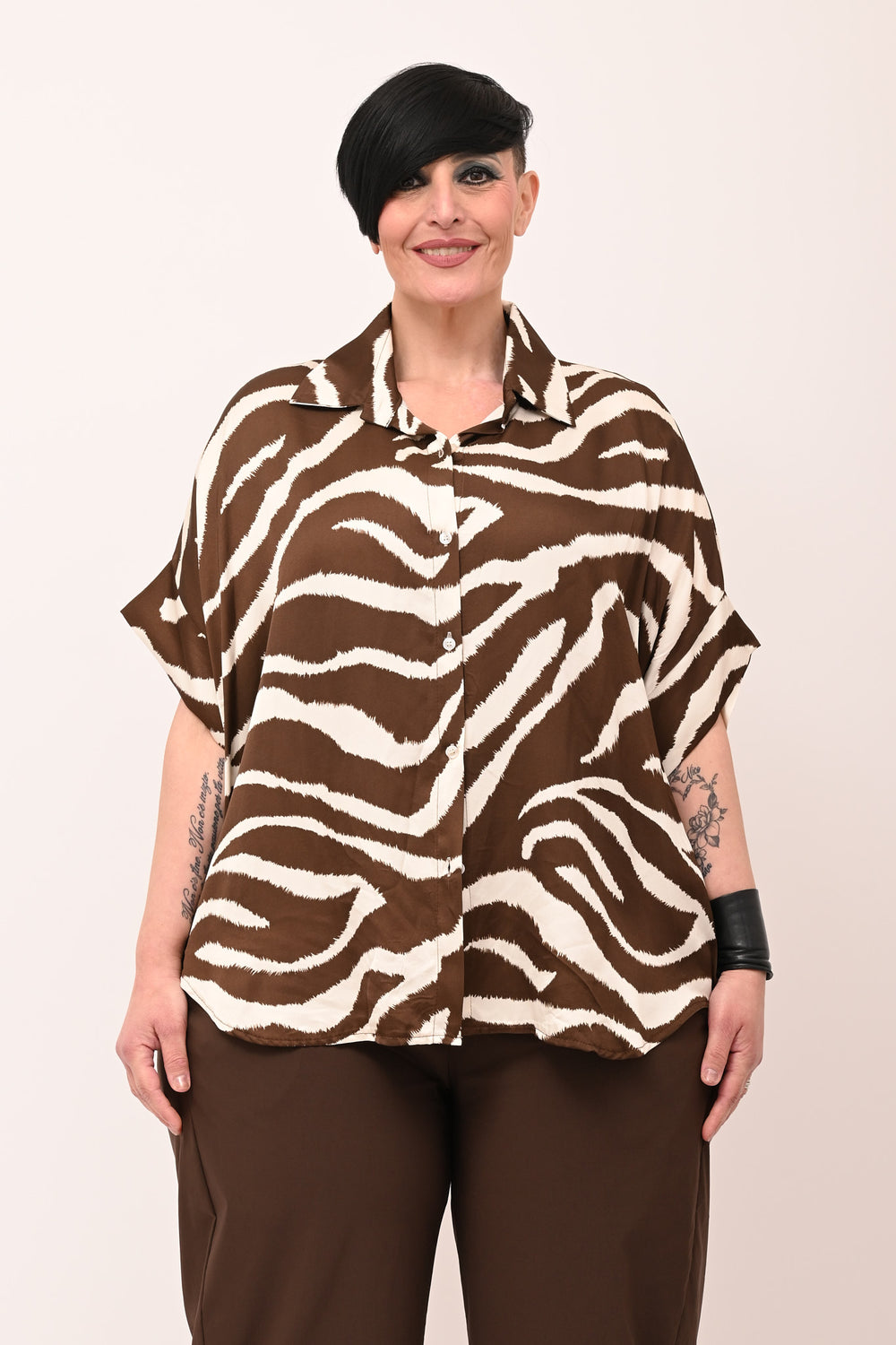 Camicia scatola raso - Zebrato Moro