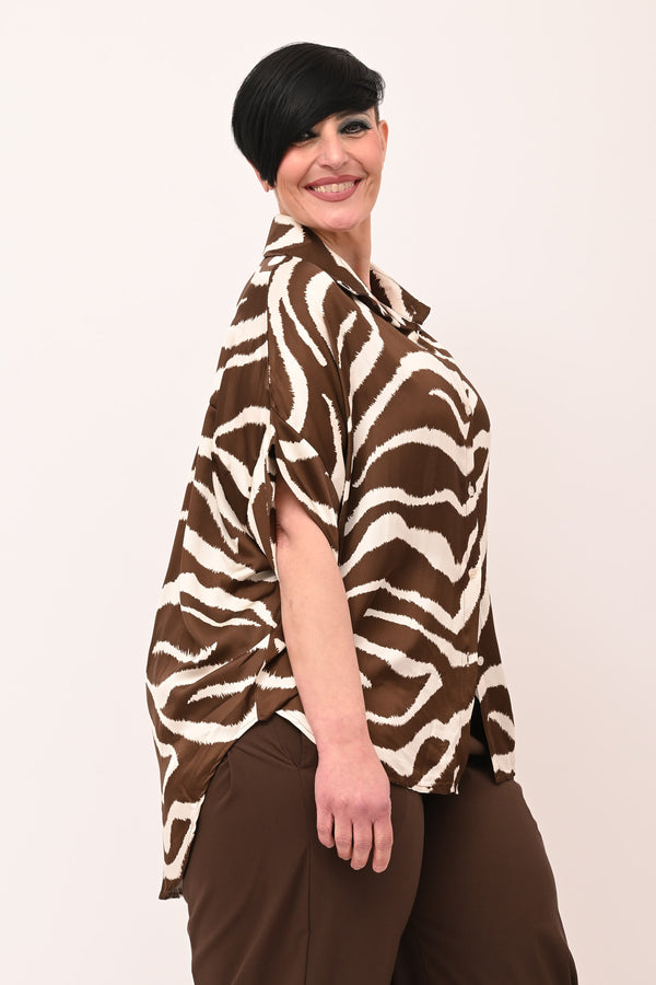 Camicia scatola raso - Zebrato Moro