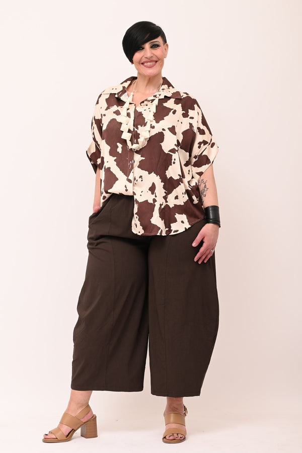 Camicia scatola raso - Muccato moro