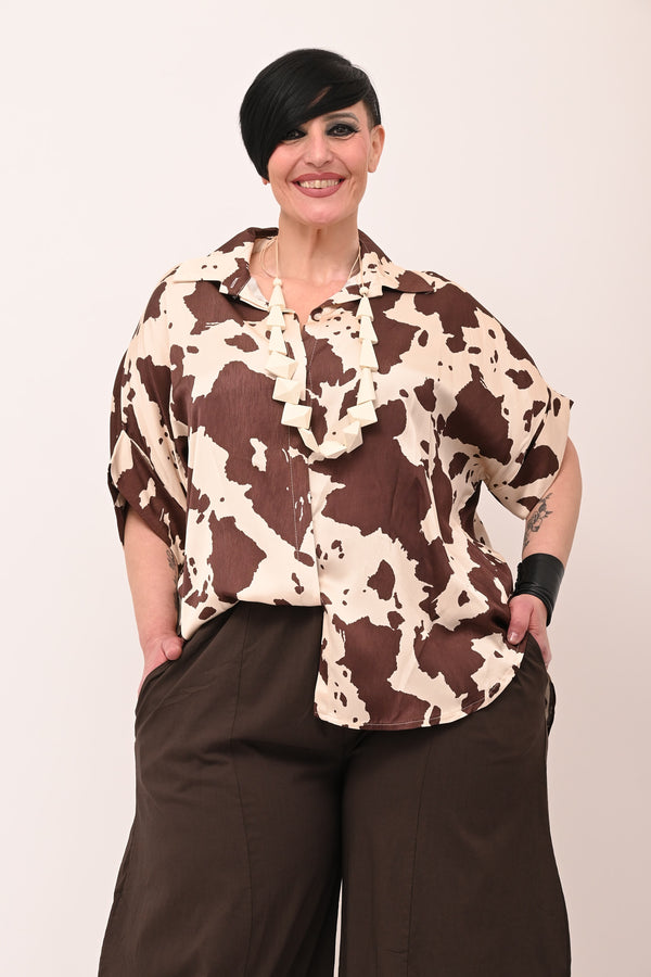 Camicia scatola raso - Muccato moro
