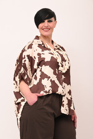 Camicia scatola raso - Muccato moro