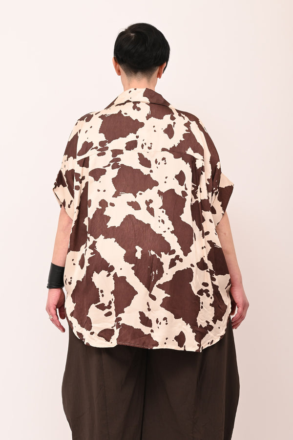 Camicia scatola raso - Muccato moro