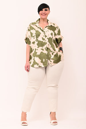 Camicia scatola raso - Muccato verde