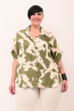 Camicia scatola raso - Muccato verde