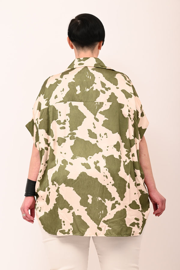 Camicia scatola raso - Muccato verde