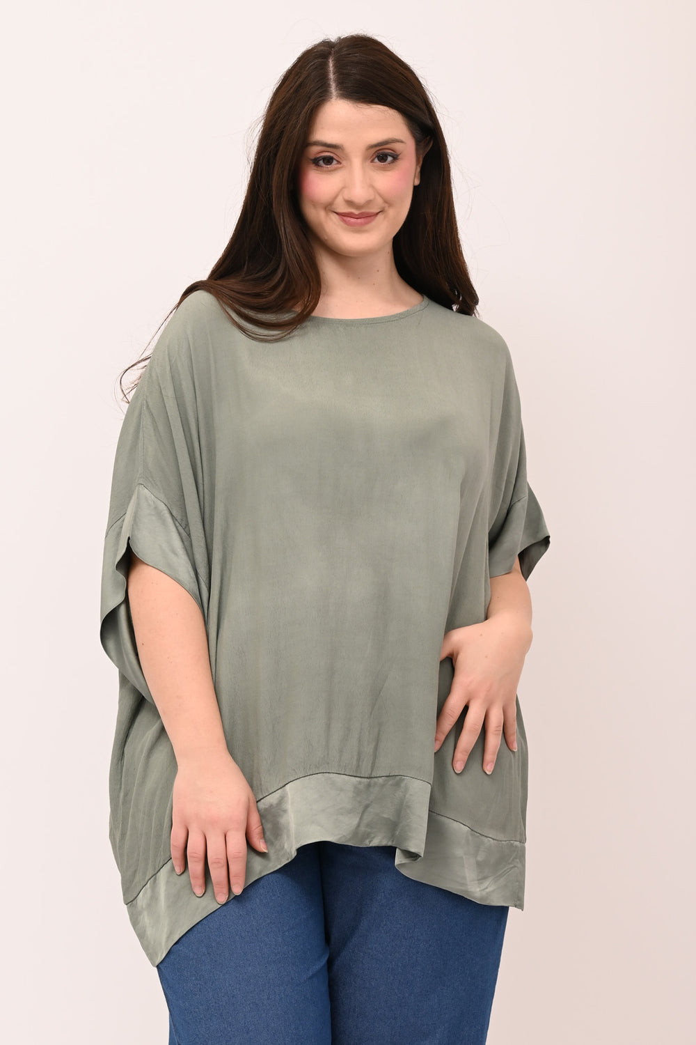 Blusa crepe raso - Verde salvia