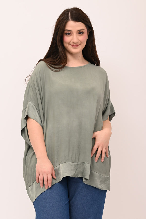 Blusa crepe raso - Verde salvia
