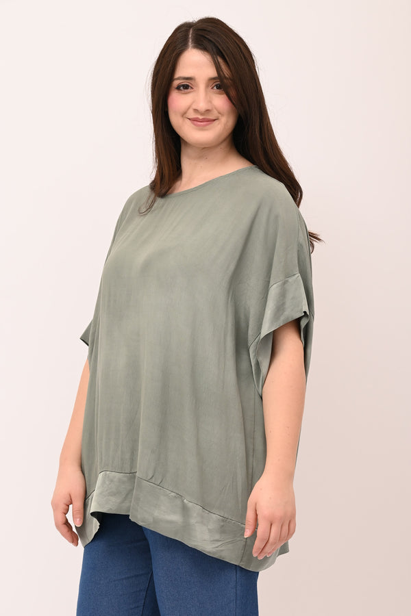 Blusa crepe raso - Verde salvia