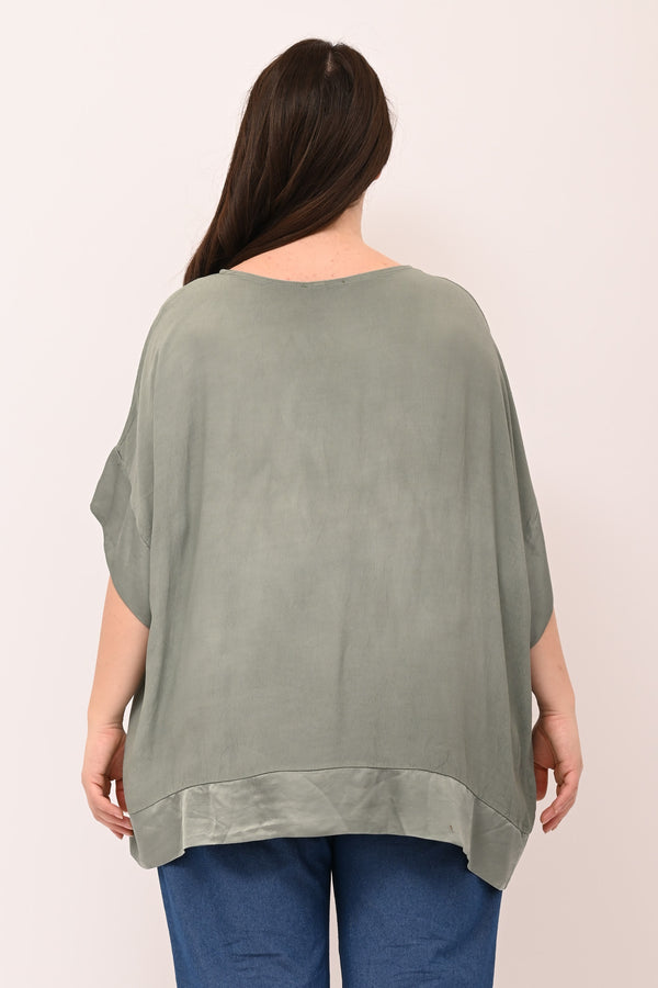 Blusa crepe raso - Verde salvia
