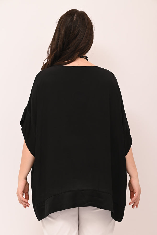 Blusa crepe raso - Nero