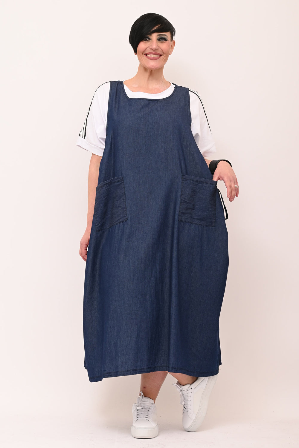 Scamiciata laccio tasche - Jeans scuro