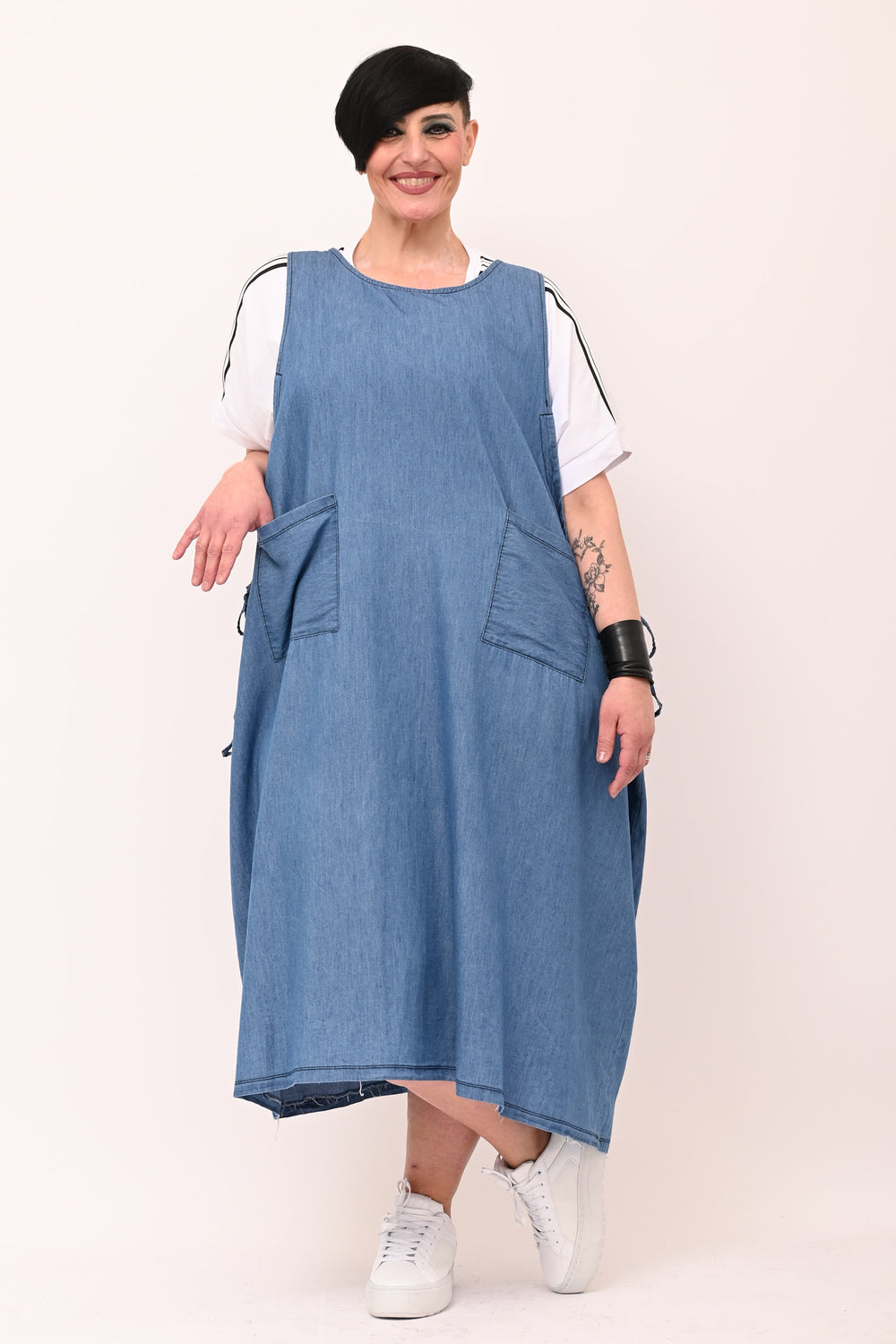 Scamiciata laccio tasche - Jeans chiaro