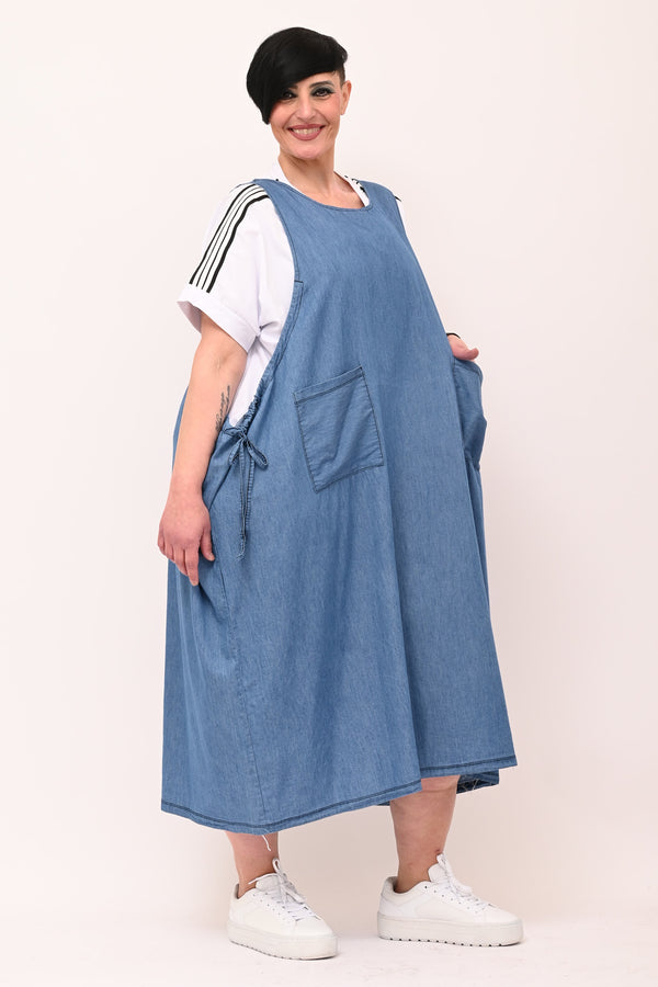 Scamiciata laccio tasche - Jeans chiaro