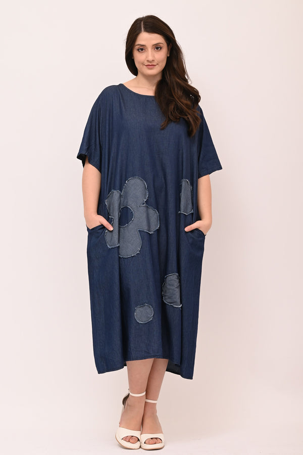 Abito jeans fiore - Jeans scuro