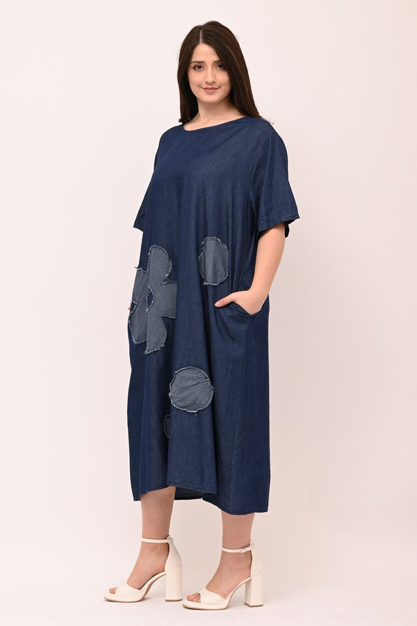 Abito jeans fiore - Jeans scuro